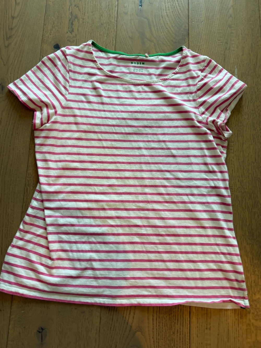 Boden Pink and White Striped Tee, US 12